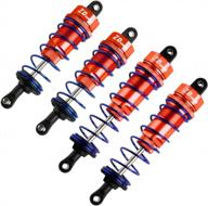 4pcs rc car shocks 1:10 scale front & rear shock absorber adjustable assembled spring damper replacement parts for 1/10 scale rc car hsp redcat hongnor lrp hpi zd racing buggy truck truggy (red) logo