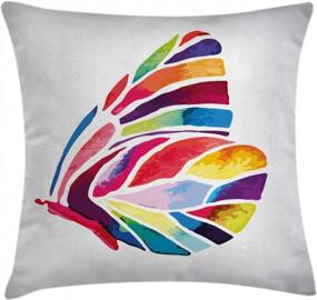 img 1 attached to Modern Geometric Butterfly Pillow Cover - Rainbow Wings & Chic Artwork For Home Decor - Ambesonne