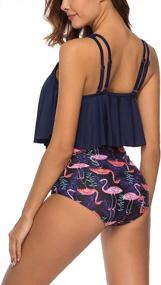 img 2 attached to Women'S High Waisted Retro Ruffled Flounce Bikini Tankini Swimsuit Two Piece Bathing Suit