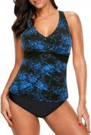 septangle women's tankini swimsuit tops plus size bathing suit tops for tummy control v neck swimwear top logo