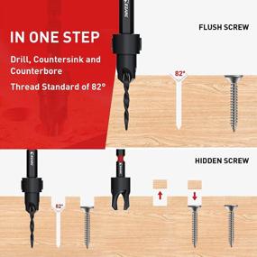 img 2 attached to EZARC Wood Countersink Drill Bit Set (1/4" Hex Shank) - 4, 6, 8 & 10 Tapered Bits With Plug Cutter For Woodworking