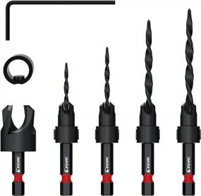 img 4 attached to EZARC Wood Countersink Drill Bit Set (1/4" Hex Shank) - 4, 6, 8 & 10 Tapered Bits With Plug Cutter For Woodworking