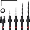 ezarc wood countersink drill bit set (1/4" hex shank) - 4, 6, 8 & 10 tapered bits with plug cutter for woodworking logo