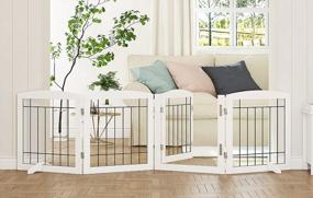img 4 attached to PAWLAND Freestanding Dog Gate With Door: The Ultimate Solution For 80-Inch Wide Spaces, Stairs, And Doorways