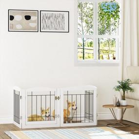 img 2 attached to PAWLAND Freestanding Dog Gate With Door: The Ultimate Solution For 80-Inch Wide Spaces, Stairs, And Doorways