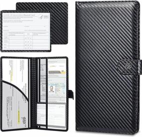 img 4 attached to PU Leather Car Document Holder: Vehicle Glove Box Organizer With Magnetic Closure For Cards, Auto Insurance & Registration