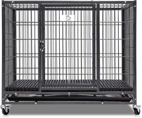 img 4 attached to 🐾 37" Heavy Duty Homey Pet Open Top Dog Cage: Tray, Floor Grid, and Casters Included