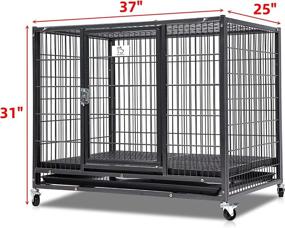 img 2 attached to 🐾 37" Heavy Duty Homey Pet Open Top Dog Cage: Tray, Floor Grid, and Casters Included