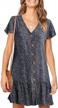 polka dot v-neck button-down dress with ruffles - casual loose swing style for women logo