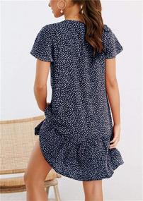 img 2 attached to Polka Dot V-Neck Button-Down Dress With Ruffles - Casual Loose Swing Style For Women