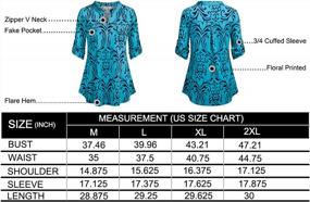 img 1 attached to Women'S Floral 3/4 Sleeve Zip-Up V Neck Chiffon Blouse Top By BEPEI
