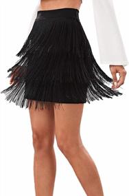 img 2 attached to High Waist Pencil Skirt With Fringe Trim For Women - Bodycon Short Length