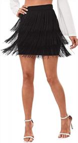 img 1 attached to High Waist Pencil Skirt With Fringe Trim For Women - Bodycon Short Length