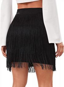 img 3 attached to High Waist Pencil Skirt With Fringe Trim For Women - Bodycon Short Length