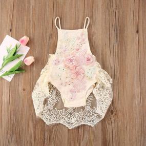 img 3 attached to 🦋 Kayotuas Newborn Baby Girls Butterfly Sleeve Romper Dress, Ruffle Lace Bodysuit Tutu Jumpsuit for Princess Outfit