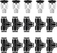 ceker 1/4 od x 1/4" npt thread male push to connect air fittings + 10pcs 1/4 inch tee union tubing fittings logo