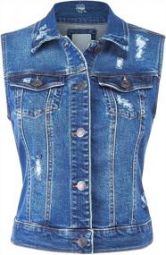 img 4 attached to FashionMille Women Junior Button Up Slim Fit Crop Sleeveless Distressed Jean Denim Vest Jacket