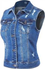 img 3 attached to FashionMille Women Junior Button Up Slim Fit Crop Sleeveless Distressed Jean Denim Vest Jacket