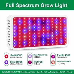 img 2 attached to Full Spectrum 1200W LED Grow Light With UV&IR For Indoor Plants - Veg And Bloom Switch, Daisy Chain Function For Greenhouse, Hydroponics, Seedlings Growth And Productivity Boosting Lighting System