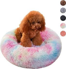 img 4 attached to 🐾 DDSNTY Calming Dog and Cat Bed: Premium Anti-Slip Anti-Anxiety Donut Fluffy Bed for Large, Medium, and Small Dogs and Cats