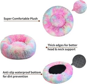 img 2 attached to 🐾 DDSNTY Calming Dog and Cat Bed: Premium Anti-Slip Anti-Anxiety Donut Fluffy Bed for Large, Medium, and Small Dogs and Cats