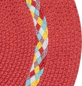img 1 attached to Set Of 6 Polypropylene Woven Braided Round Placemats - Heat Resistant, Wipe Clean Table Mats With Inner Braid Design In Red