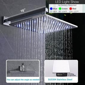 img 2 attached to Thermostatic Led Rain Shower System With Body Jets And 12 Inch Wall Mount - Chrome Finish - Allows Simultaneous Use Of Multiple Showerheads