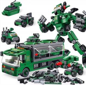 img 4 attached to 655 Piece Robot Building Kit For Kids - 6-In-1 Military Vehicle Engineering Set With STEM Learning Bricks - Perfect Toy For Boys And Girls Ages 4-8 By PANLOS