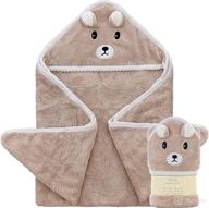 jay & ava plush coral fleece hooded baby towel - super soft, highly absorbent bath towel with cute 3d animal design for baby, infant, toddler, boys and girls, 33&#34; x 33&#34; (brown bear) логотип