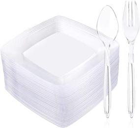 img 4 attached to 25Pieces Disposable Plates 25 Appetizer Forks 25Pieces