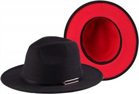 img 4 attached to Стильная двухцветная фетровая шляпа Fedora для женщин - джазовая панама с широкими полями от Anycosy