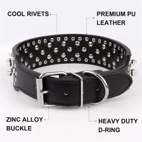 img 2 attached to 🐶 Epesiri Wide Adjustable Spiked Dog Collar, Mushroom Rivet PU Leather Cat/Dog Collars, Durable Spike-Studded Pet Collar for Small, Medium, and Large Breeds - PitBull, Mastiff, Bulldog, Pugs, Husky, Rottweiler (Black)