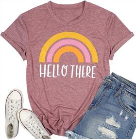 img 3 attached to Women'S Rainbow Print Short Sleeve T-Shirt Funny Graphic Tee Summer Casual Top