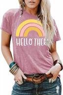 women's rainbow print short sleeve t-shirt funny graphic tee summer casual top logo