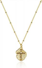 img 4 attached to Минималистское ожерелье с крестом из 14 карат и молитвой Господней - идеальный религиозный подарок!