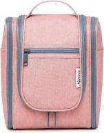 travel toiletry bag organizer for men and women - medium-sized hanging makeup and cosmetic bag in pink by narwey logo