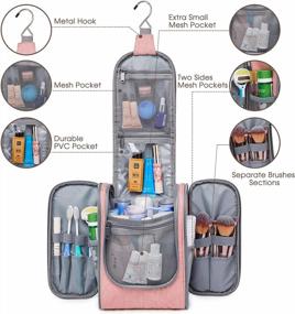 img 3 attached to Travel Toiletry Bag Organizer For Men And Women - Medium-Sized Hanging Makeup And Cosmetic Bag In Pink By Narwey