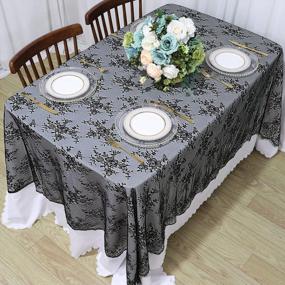 img 2 attached to ShinyBeauty Lace Tablecloth Rectangle 60X120-Inch Black Wedding Overlay Lace Tablecloth Rustic Outdoor Tablecloth Vintage Table Cloth Floral Lace Table Cloths For Party Lace Tablecloth Christmas