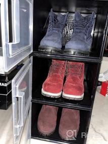 img 5 attached to Увеличьте пространство в шкафу с помощью 18 штабелируемых черных ящиков для хранения обуви среднего размера от YITAHOME