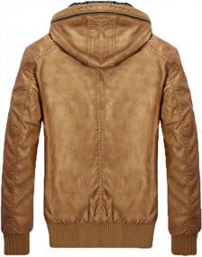 img 3 attached to Men'S Hooded Zip-Front Fleece Lined Moto PU Leather Bomber Jacket - Chic And Trendy Style By Chouyatou