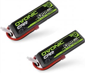 img 4 attached to 2 Pack OVONIC 5200MAh 80C 7.4V 2S Lipo Battery Hard Case Deans T Plug For RC Cars, Trucks, Airplanes & UAV Drones