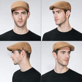 img 2 attached to Stylish Camel Flat Duckbill Hat For Men - 100% Cotton English Irish Newsboy Driver Cap With Better SEO