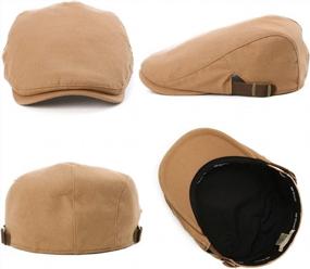 img 1 attached to Stylish Camel Flat Duckbill Hat For Men - 100% Cotton English Irish Newsboy Driver Cap With Better SEO