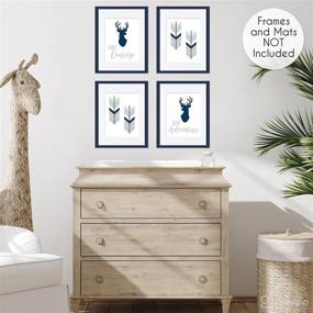 img 1 attached to 🦌 Enhance your Woodland Deer-themed Room with Sweet Jojo Designs Navy Blue, Mint, and Grey Wall Art Prints for Baby, Nursery, and Kids - Set of 4: Seek Adventure and Have Courage