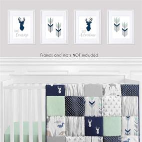 img 3 attached to 🦌 Enhance your Woodland Deer-themed Room with Sweet Jojo Designs Navy Blue, Mint, and Grey Wall Art Prints for Baby, Nursery, and Kids - Set of 4: Seek Adventure and Have Courage