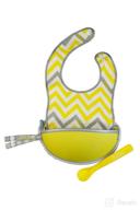 🍽️ b.box travel bib and soft-bite spoon set: mellow lellow design, adjustable strap, bpa-free, easy clean, portable pouch logo