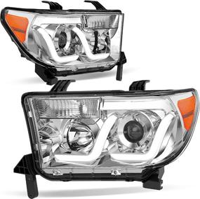 img 4 attached to AUTOSAVER88 LED DRL Headlights Assembly for 2007-2013 Tundra / 🚗 2008-2017 Sequoia - Chrome Housing, Amber Reflector - Headlamp Replacement Pair