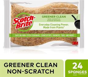 img 3 attached to 🌿 Organic Plant-Based Scotch-Brite Greener Clean Non-Scratch Scrub Sponge, Effective Everyday Cleaning. Pack of 24 Natural Fiber Scrub Sponges