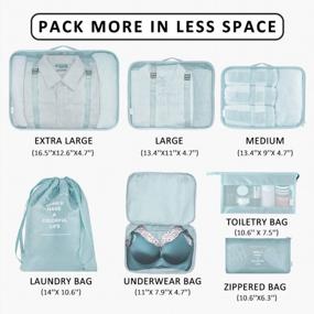 img 1 attached to 7 Piece Packing Cubes Set With Toiletry Bag For Organized Travel - Pale Blue