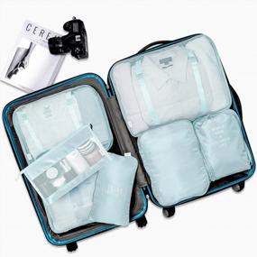 img 3 attached to 7 Piece Packing Cubes Set With Toiletry Bag For Organized Travel - Pale Blue